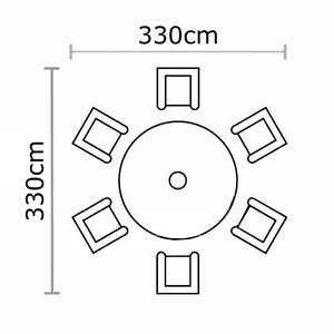 Bramblecrest Monterey Dove Grey 6 Seat Round Dining Set with Lazy Susan, Parasol &amp; Base image 6