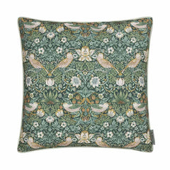 Morris &amp; Co Strawberry Thief Forest Green Outdoor Cushion, 50 x 50cm image 0
