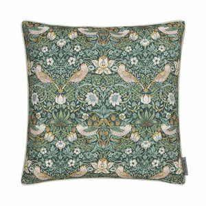 Morris &amp; Co Strawberry Thief Forest Green Outdoor Cushion, 50 x 50cm image 0