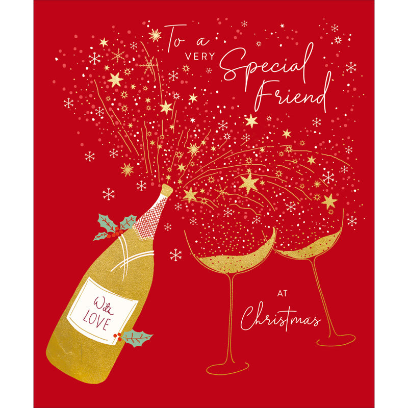 Woodmansterne Champagne Bottle Special Friend Christmas Card image 0