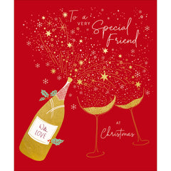 Woodmansterne Champagne Bottle Special Friend Christmas Card image 0