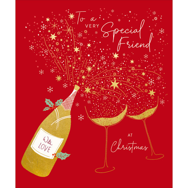 Woodmansterne Champagne Bottle Special Friend Christmas Card image 0