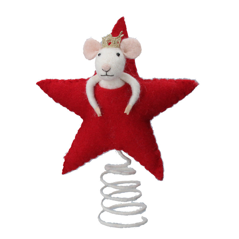 Gisela Graham Wool Tree Topper - Mouse Star image 0