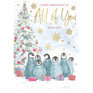 Words N Wishes Penguins Stood Next To Christmas Tree Christmas Card image 0