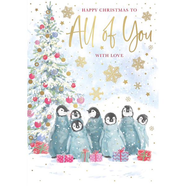 Words N Wishes Penguins Stood Next To Christmas Tree Christmas Card image 0
