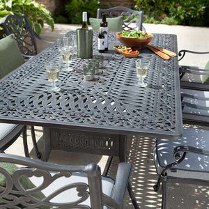 Hartman Capri 8 Seat Patio Dining Set in Antique Grey with Rectangular Table, Parasol & Base image 4