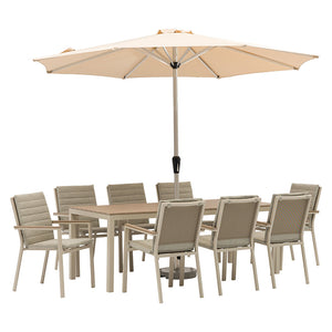 Bramblecrest Zurich 8 Seat Rectangular Dining Set in Mocha with Parasol & Base image 3
