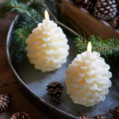 Lumineo Cream Wax LED Pinecone Candle image 0