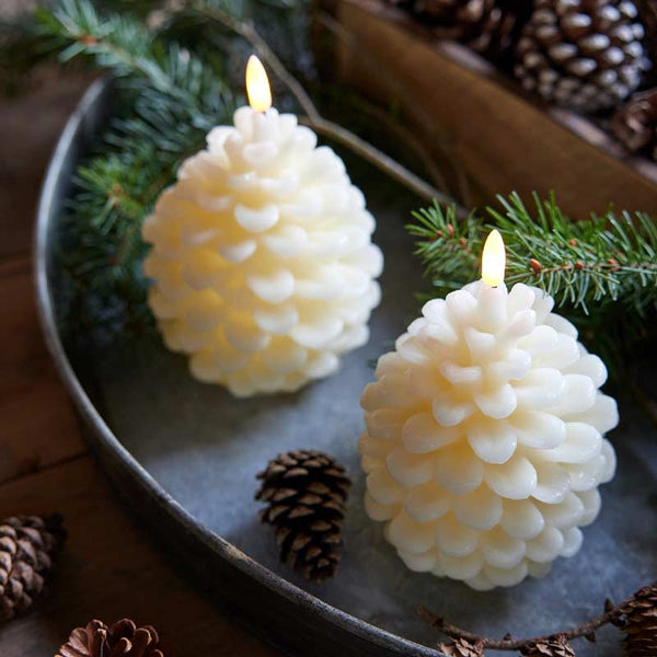 Lumineo Cream Wax LED Pinecone Candle image 0