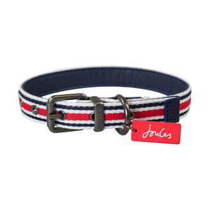 Joules Coastal Red Striped Dog Collar image 0