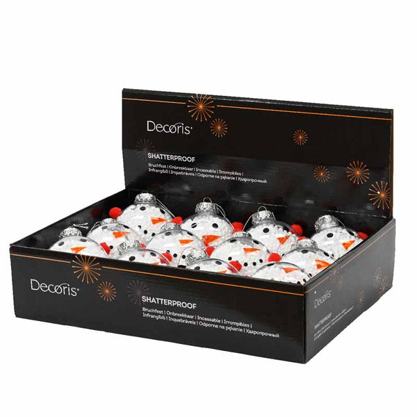 Decoris Shatterproof Bauble with Snowman Face image 1