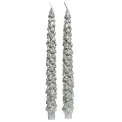 Decoris Silver Tree Dinner Candles (Pack of 2) image 0