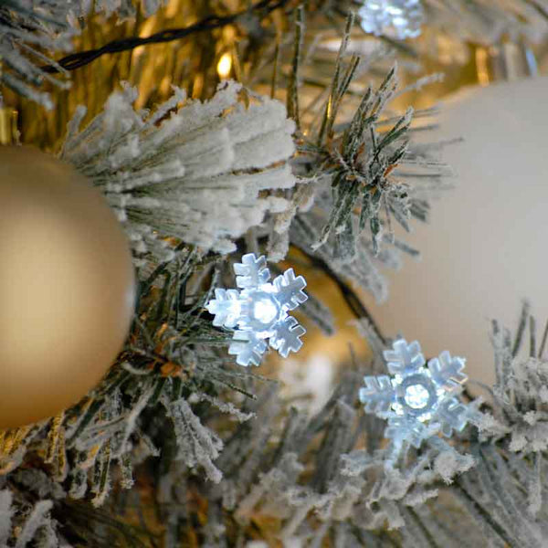 Festive 100 White Snowflake LED String Lights with Timer image 5