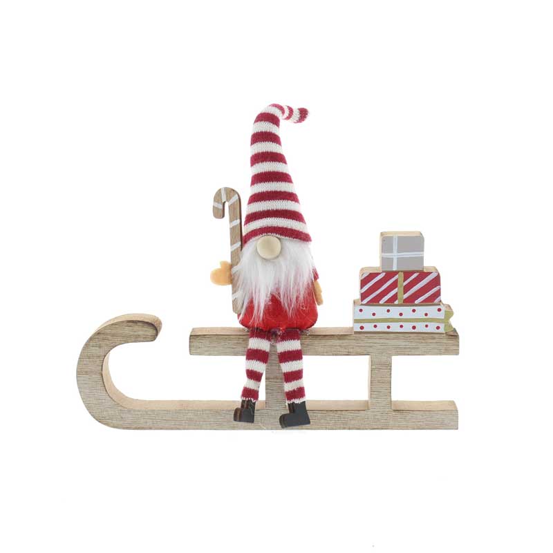 Festive Wooden Sleigh with Gonk image 0