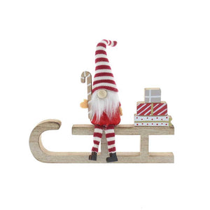Festive Wooden Sleigh with Gonk image 0