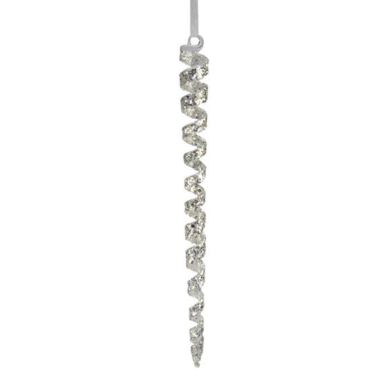 Weiste Glass Spiral Icicle with Silver Glitter (20cm) image 0