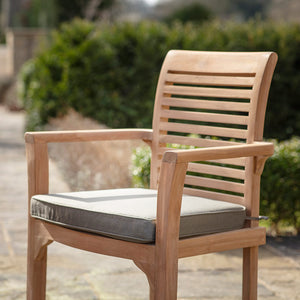 Bramblecrest Richmond 4 Seat Wooden Dining Set with Round Table, 2.5m Parasol & Base image 4