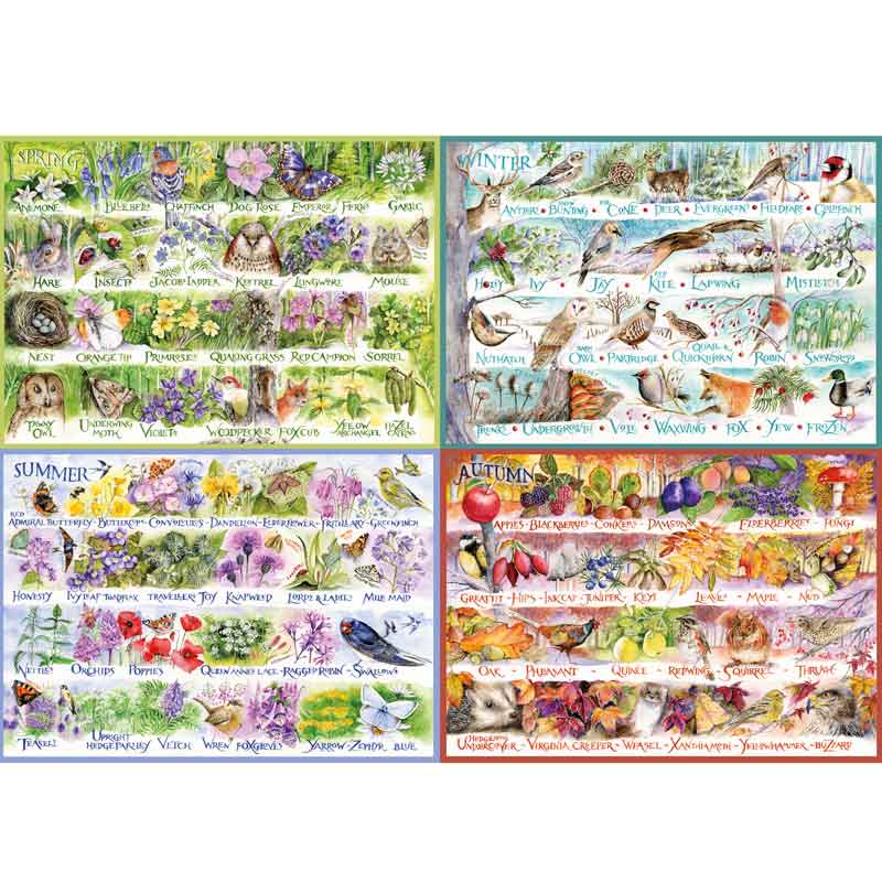 Gibsons Woodland Seasons 4 x 500 Piece Jigsaw Puzzles image 0