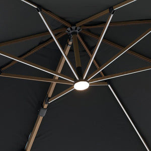 Bramblecrest Truro 3 x 3 m Square Cantilever Wood Effect Parasol in Grey with LED, Granite Base &amp; Cover image 2