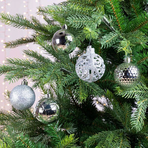 Decoris Shatterproof Baubles in Silver (Pack of 37) image 2