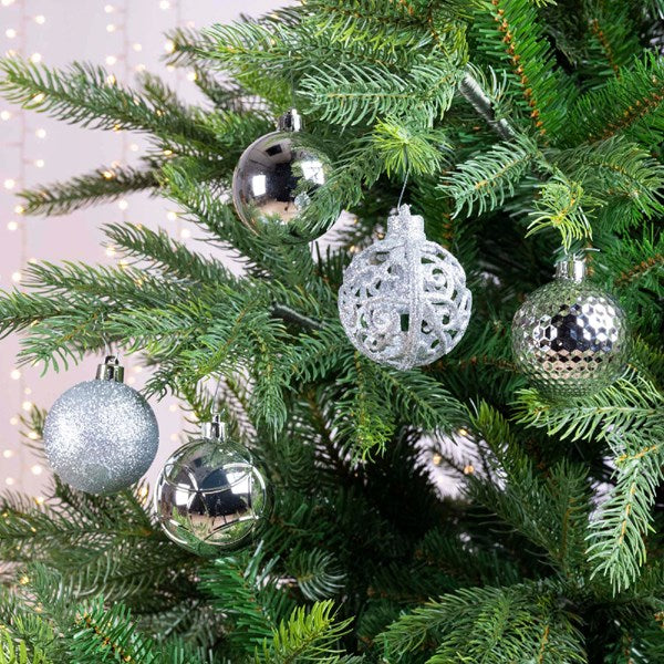 Decoris Shatterproof Baubles in Silver (Pack of 37) image 2