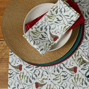 Walton &amp; Co Robin &amp; Mistletoe Napkins (Pack of 4) image 2