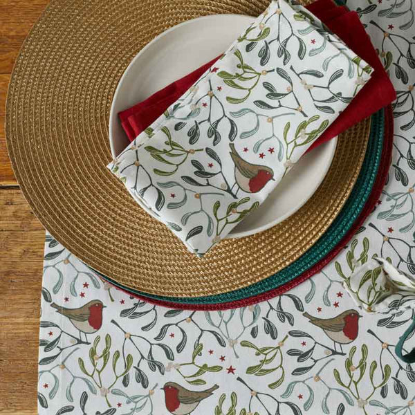 Walton &amp; Co Robin &amp; Mistletoe Napkins (Pack of 4) image 2