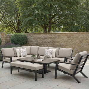 Bramblecrest Zurich L-Shape Modular Sofa Set in Anthracite with Height-Adjustable Table (Long Right) image 1