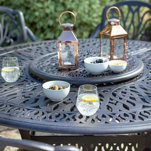 Hartman Amalfi 6 Seat Garden Dining Set in Bronze with Round Table, Lazy Susan, 3m Parasol &amp; 15kg Base image 4