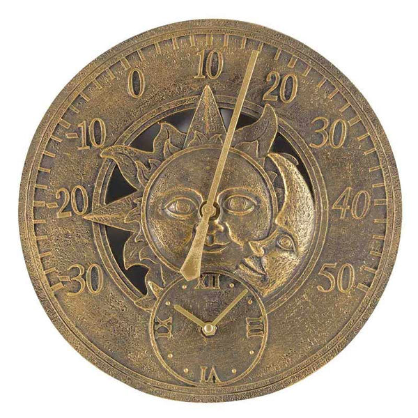Sun and Moon Wall Thermometer and Clock image 3