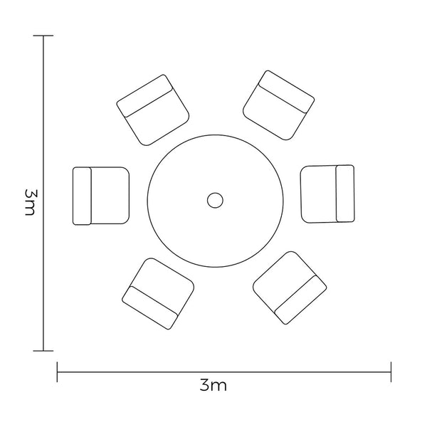 Hartman Berkeley 6 Seat Outdoor Dining Set in Maize with Round Table, Parasol & Base image 11