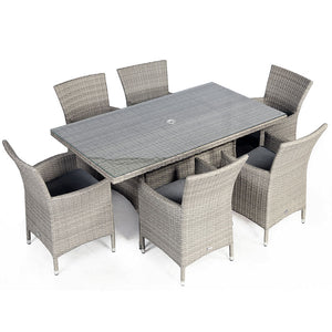 Supremo Barcelona 6 Seat Dining Set with Rectangular Table, 3m Parasol &amp; Base image 4