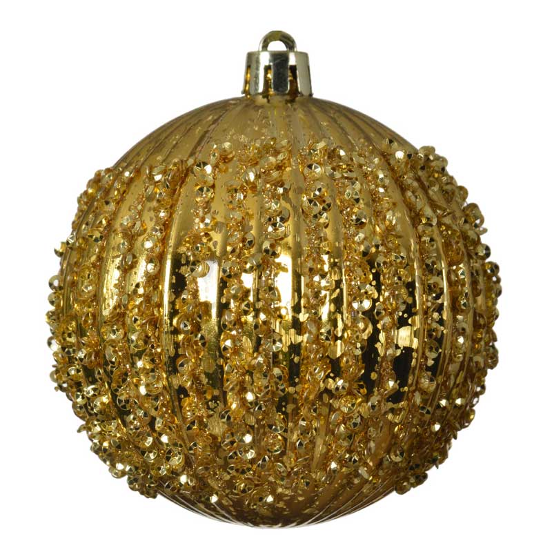 Decoris Shatterproof Bauble with Sequins in Light Gold image 0