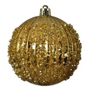 Decoris Shatterproof Bauble with Sequins in Light Gold image 0