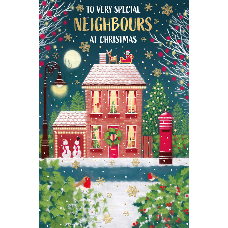 Words N Wishes Decorated House Neighbours Christmas Card image 0