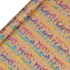 Glick Rainbow Merry Christmas Kraft Gift Wrap (2m) image 0