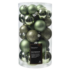 Decoris Shatterproof Baubles in Rosemary Green (Pack of 30) image 0