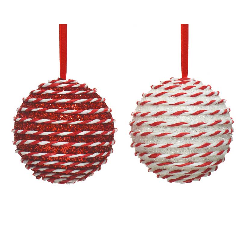 Decoris Large Foam Bauble with Candy Stripe Twists (Assorted Designs) image 0