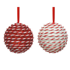 Decoris Large Foam Bauble with Candy Stripe Twists (Assorted Designs) image 0