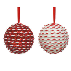 Decoris Large Foam Bauble with Candy Stripe Twists (Assorted Designs) image 0
