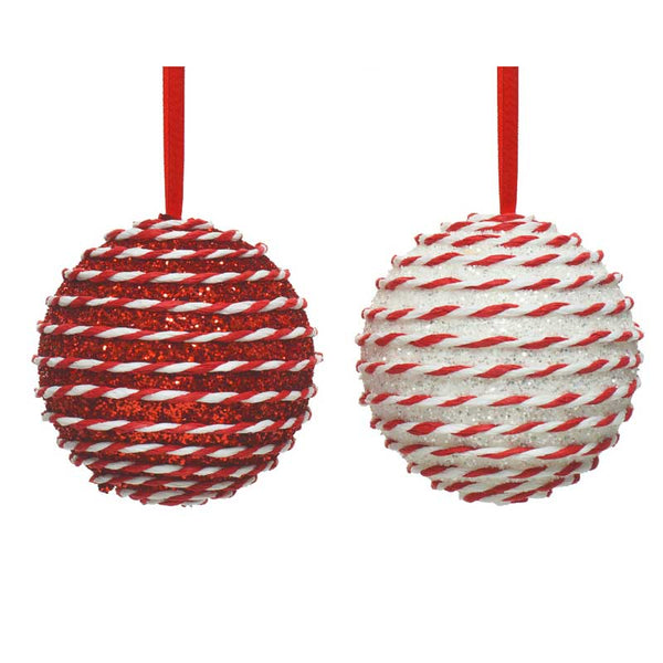 Decoris Large Foam Bauble with Candy Stripe Twists (Assorted Designs) image 0