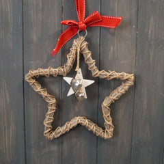 Satchville Large Hanging Wicker Star with Bow image 0
