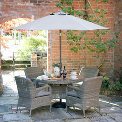 Supremo Verona 4-Seat Dining Set with 120cm Round Table, 2.5m Parasol & Base image 0