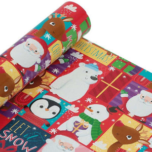 Tom Smith Santa & Friends Luxury Gift Wrap - Red (8m) image 0