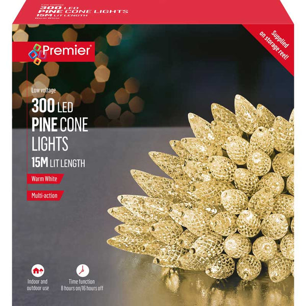 Premier 300 Multi-Action LED Pinecone Lights with Timer - Warm White image 1