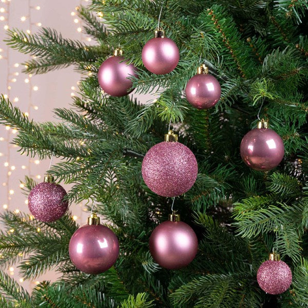 Decoris Shatterproof Baubles in Velvet Pink (Pack of 30) image 3