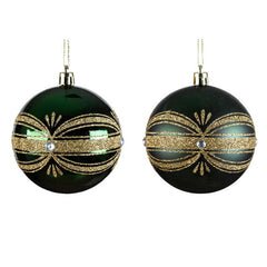 Decoris Shatterproof Bauble with Diamond Design in Pine Green (Assorted Designs) image 0