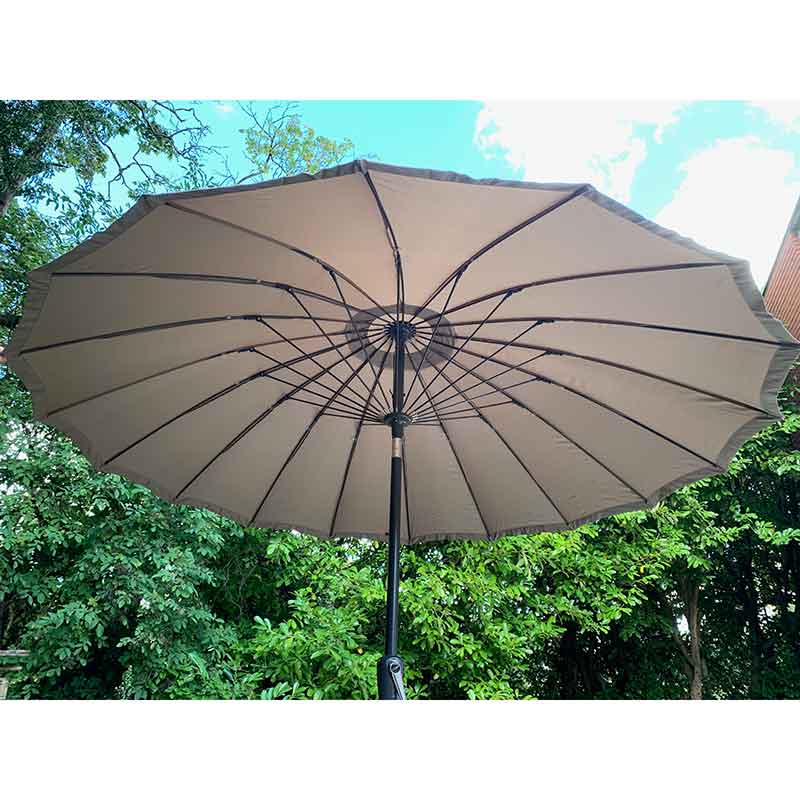 Sturdi 2.7m Shanghai Aluminium Round Crank & Tilt Parasol, Taupe image 0