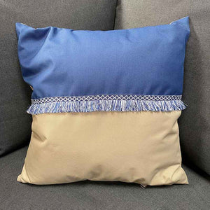 Decoris Sand &amp; Sea Blue Fringe Square Scatter Cushion, 45 x 45cm image 1