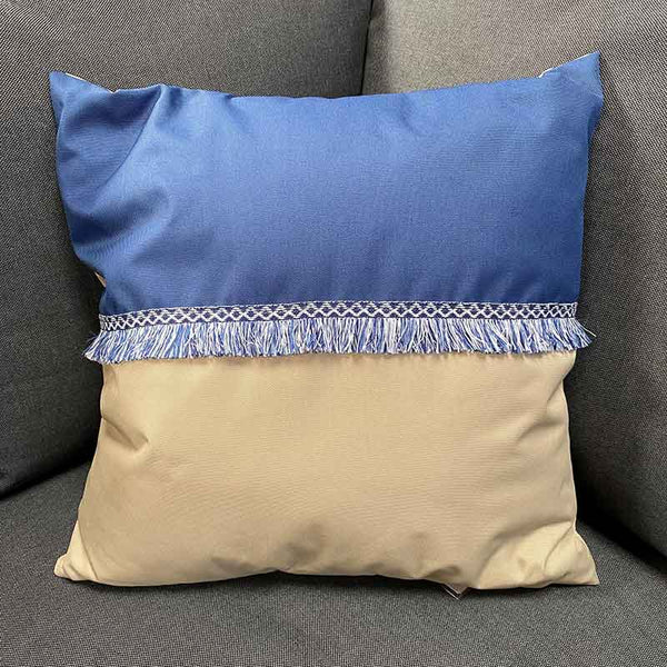 Decoris Sand &amp; Sea Blue Fringe Square Scatter Cushion, 45 x 45cm image 1
